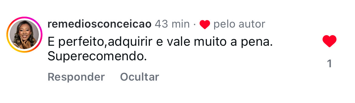 Comentário no Instagram recomendando o app